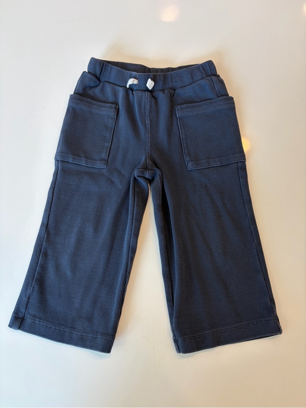 Tea Collection Kids Navy Wide-Leg Ribbed Pants with Pockets
